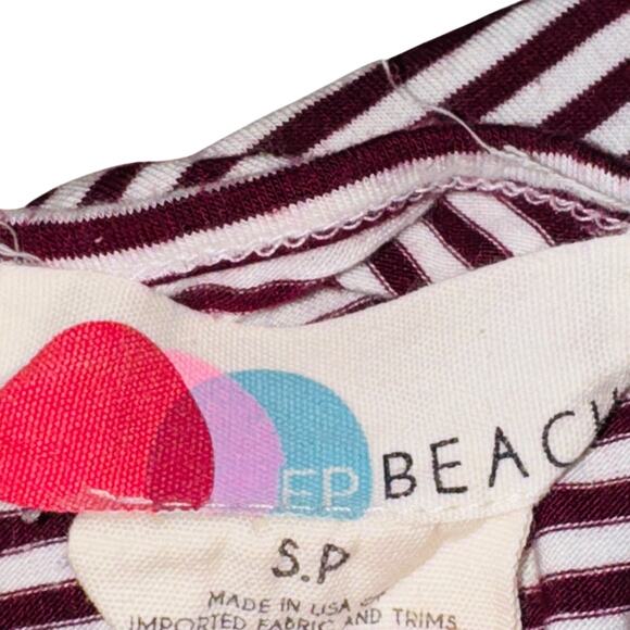 Free People Beach Striped Romper Burgundy White Size S - Picture 6 of 7